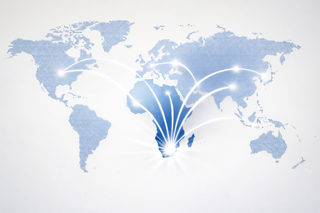 Map of the world, South Africa deliveries
